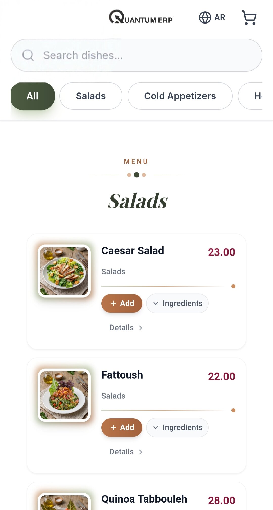 Customer Menu